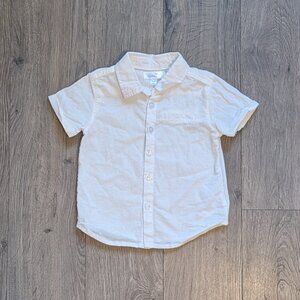 🤍 Boutique- Mon Caramel Boys Button-Down Shirt — 18–24 Months • White
